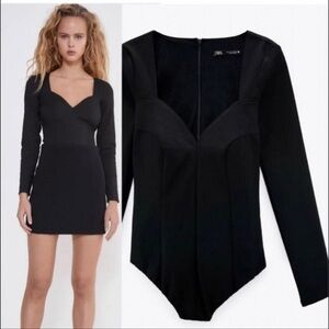 ZARA Black Long Sleeve Women's bodysuit